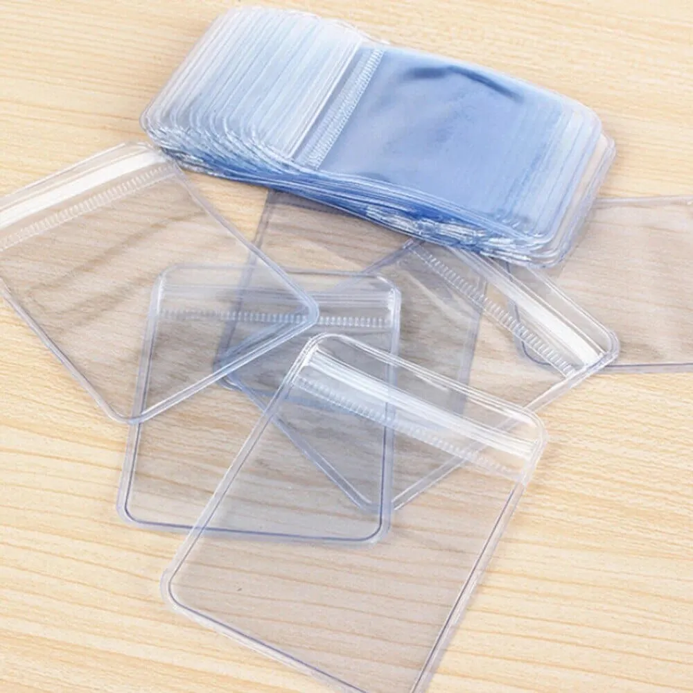 100-Pieces: Transparent PVC Plastic Storage Sealed Jewelry Bag