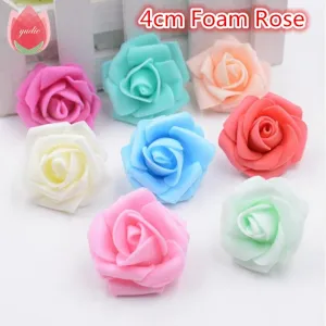 10pcs 4cm Handmade Foam Rose Artificial Flowers For Wedding Car Decoration Mariage Flores Rosa Scrapbooking Pompom Craft Flower