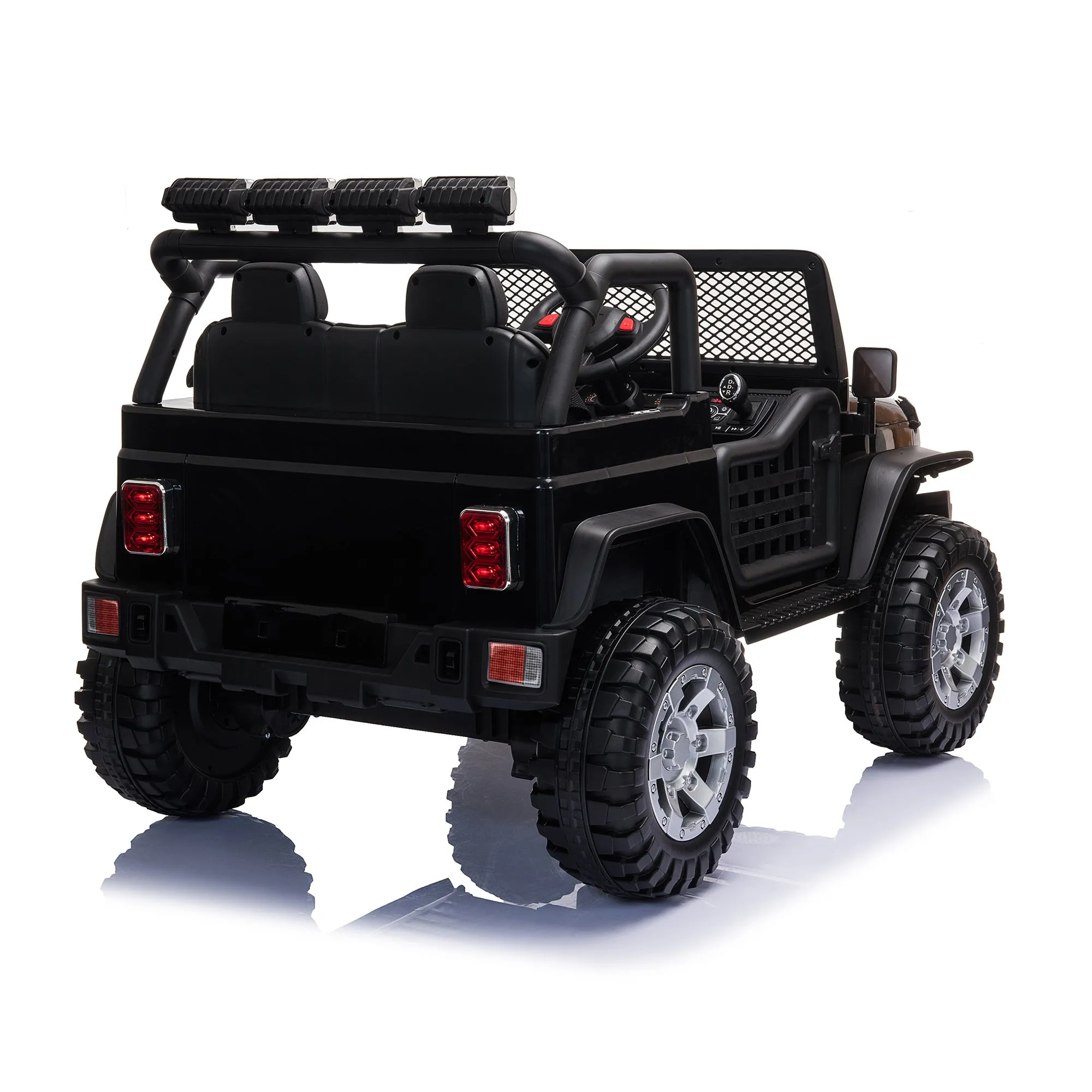 12V kids Ride On Jeep with Remote Control, Electric Car for Kids 3-8 Years, 3 Speeds, LED Lights, MP3 Player - Black