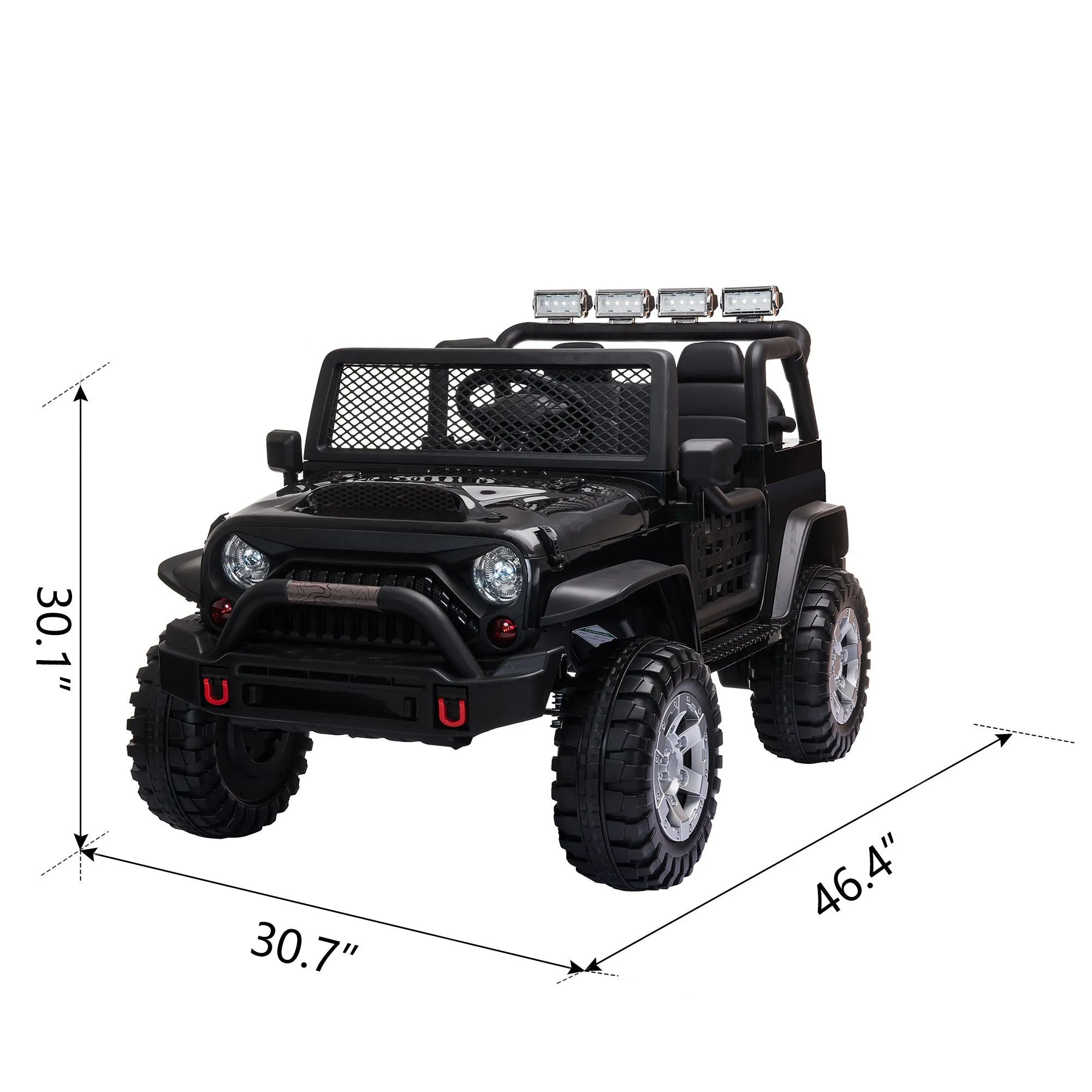 12V kids Ride On Jeep with Remote Control, Electric Car for Kids 3-8 Years, 3 Speeds, LED Lights, MP3 Player - Black