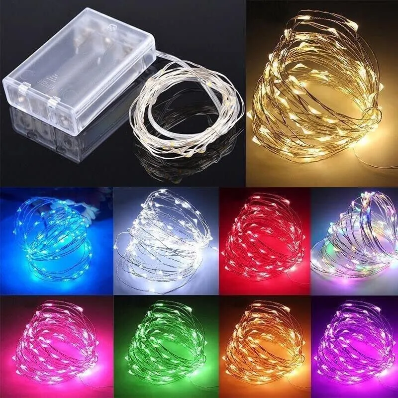 20 Battery Operated LED String Lights on Copper Wire Christmas Tree Lights (Multicoloured)