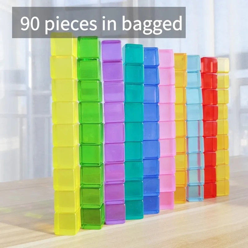 Acryliic Rainbow Blocks Cubes Gem Blocks Toys For Kids Transmission Cubes Stacking Early Educational Toys For Children