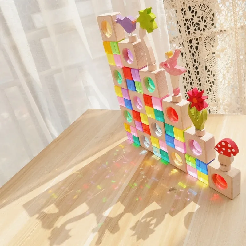 Acryliic Rainbow Blocks Cubes Gem Blocks Toys For Kids Transmission Cubes Stacking Early Educational Toys For Children