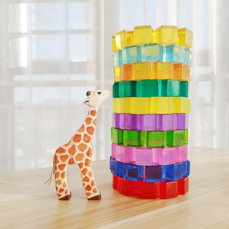 Acryliic Rainbow Blocks Cubes Gem Blocks Toys For Kids Transmission Cubes Stacking Early Educational Toys For Children