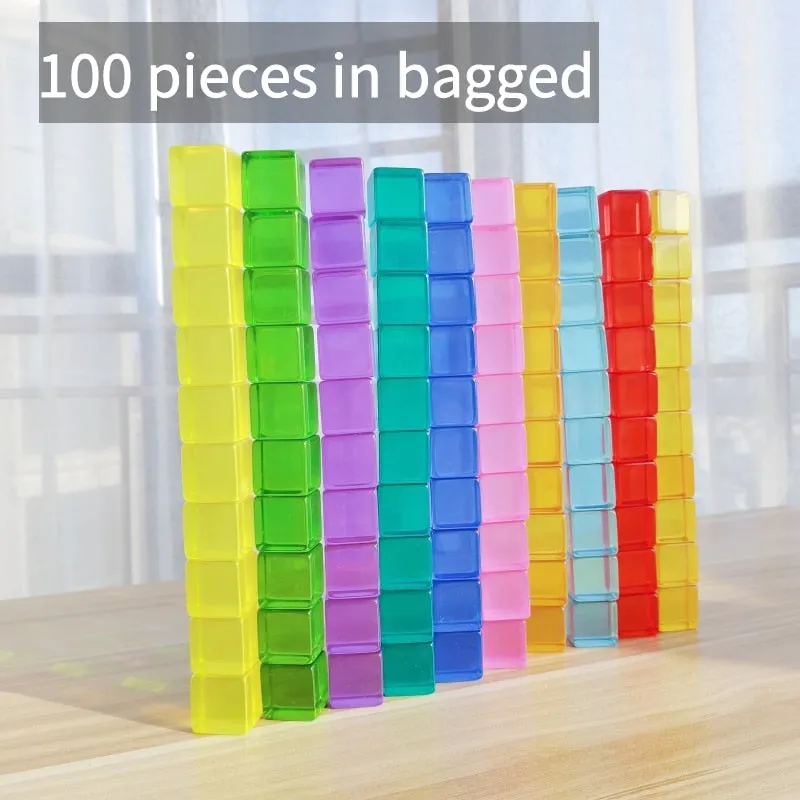 Acryliic Rainbow Blocks Cubes Gem Blocks Toys For Kids Transmission Cubes Stacking Early Educational Toys For Children