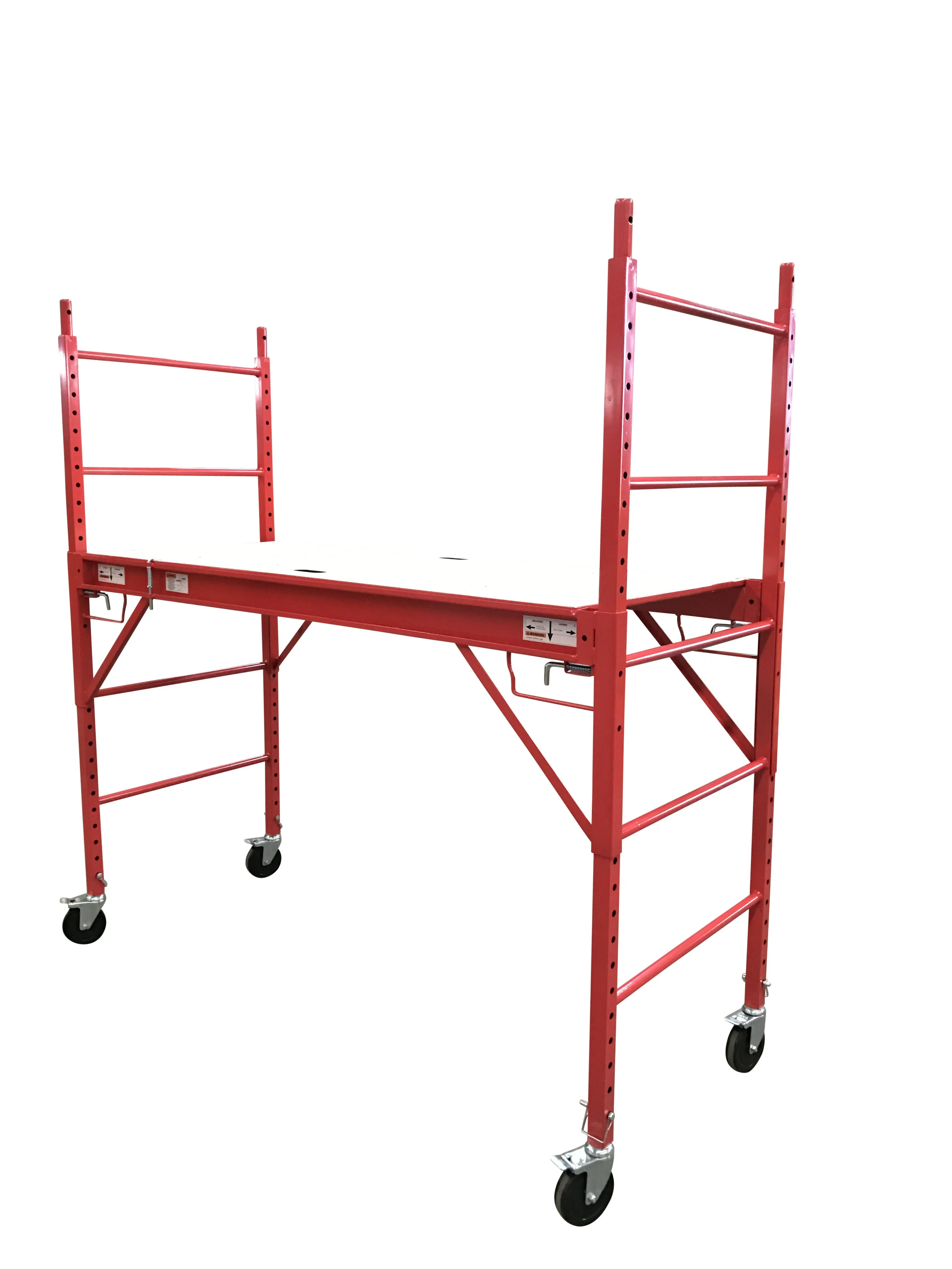 Adjustable Mobile Scaffold Ladder, 450KG, Steel, Red