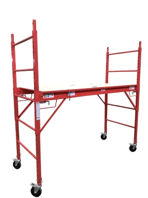 Adjustable Mobile Scaffold Ladder, 450KG, Steel, Red