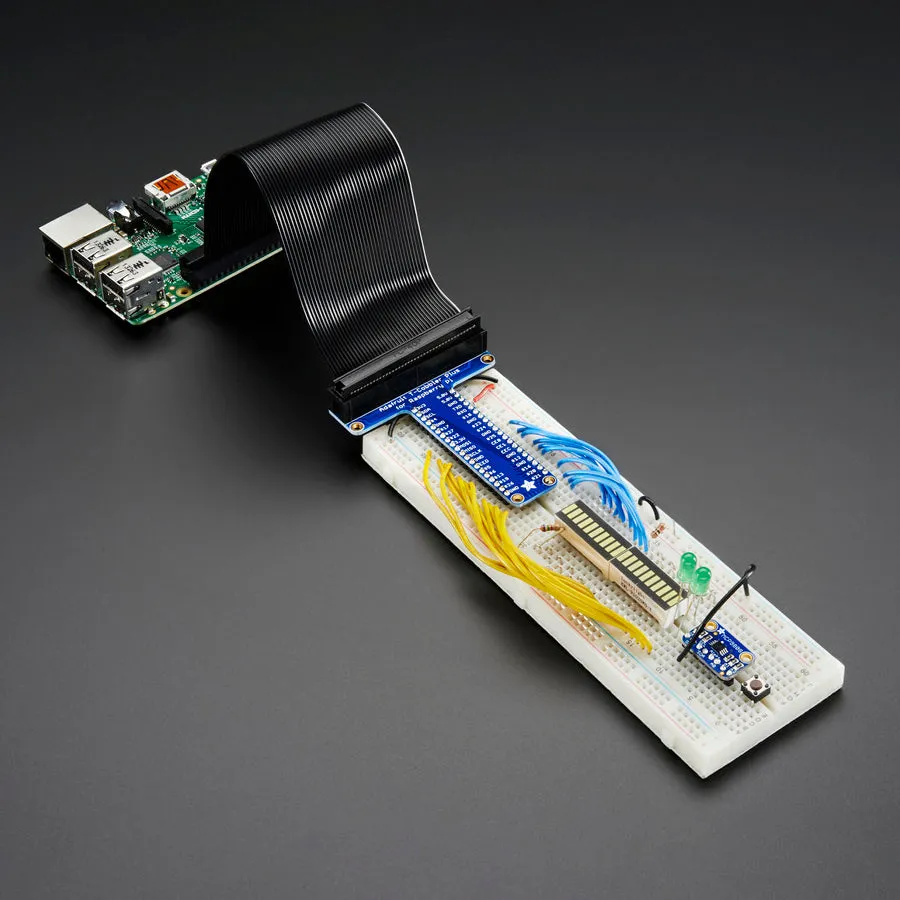 Assembled Pi T-Cobbler Plus - GPIO Breakout - Pi A , B , Pi 2/3/4, Zero