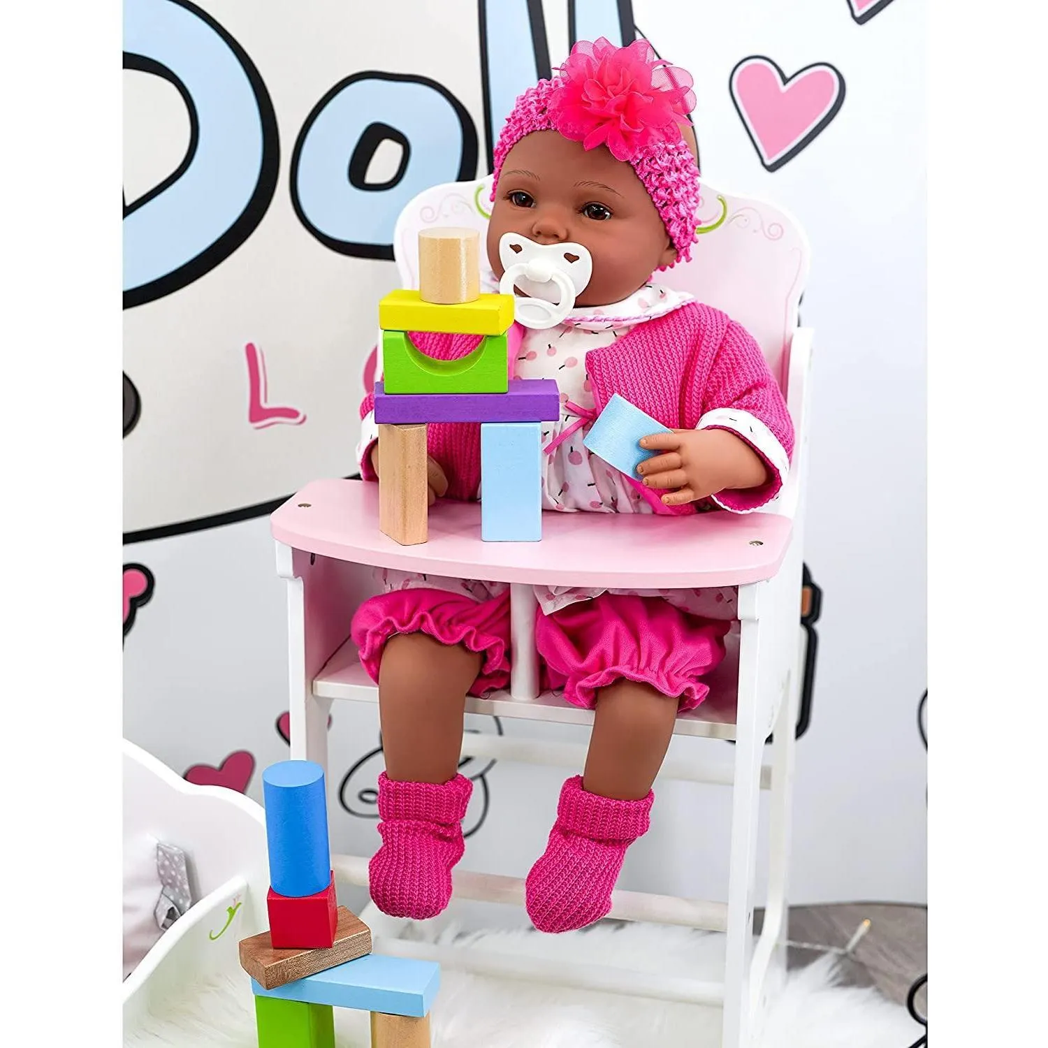 Baby Dolls Wooden High Chair and Cradle Furniture