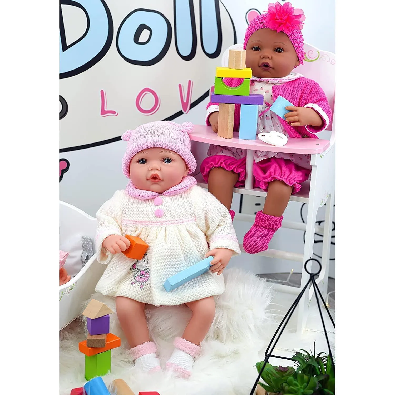 Baby Dolls Wooden High Chair and Cradle Furniture