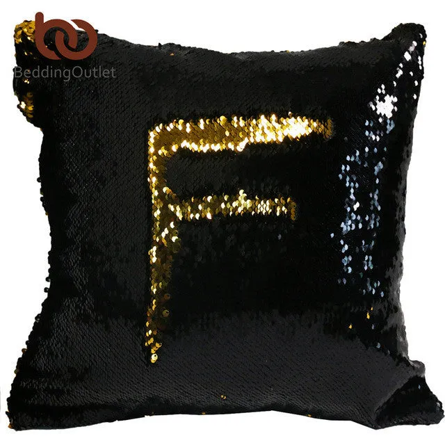 BeddingOutlet DIY Mermaid Sequin Cushion Cover Magical Pink Throw Pillowcase 40cmX40cm Color Changing Reversible Pillow Case