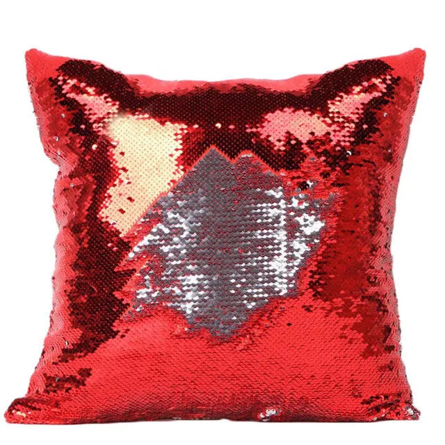 BeddingOutlet DIY Mermaid Sequin Cushion Cover Magical Pink Throw Pillowcase 40cmX40cm Color Changing Reversible Pillow Case