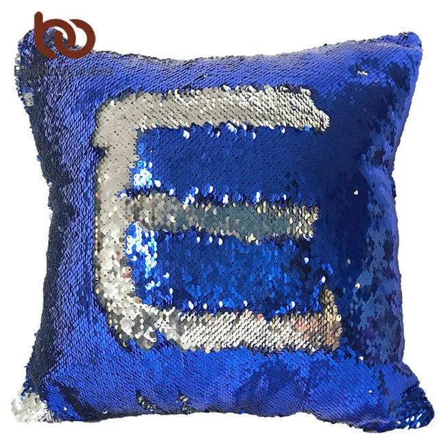 BeddingOutlet DIY Mermaid Sequin Cushion Cover Magical Pink Throw Pillowcase 40cmX40cm Color Changing Reversible Pillow Case