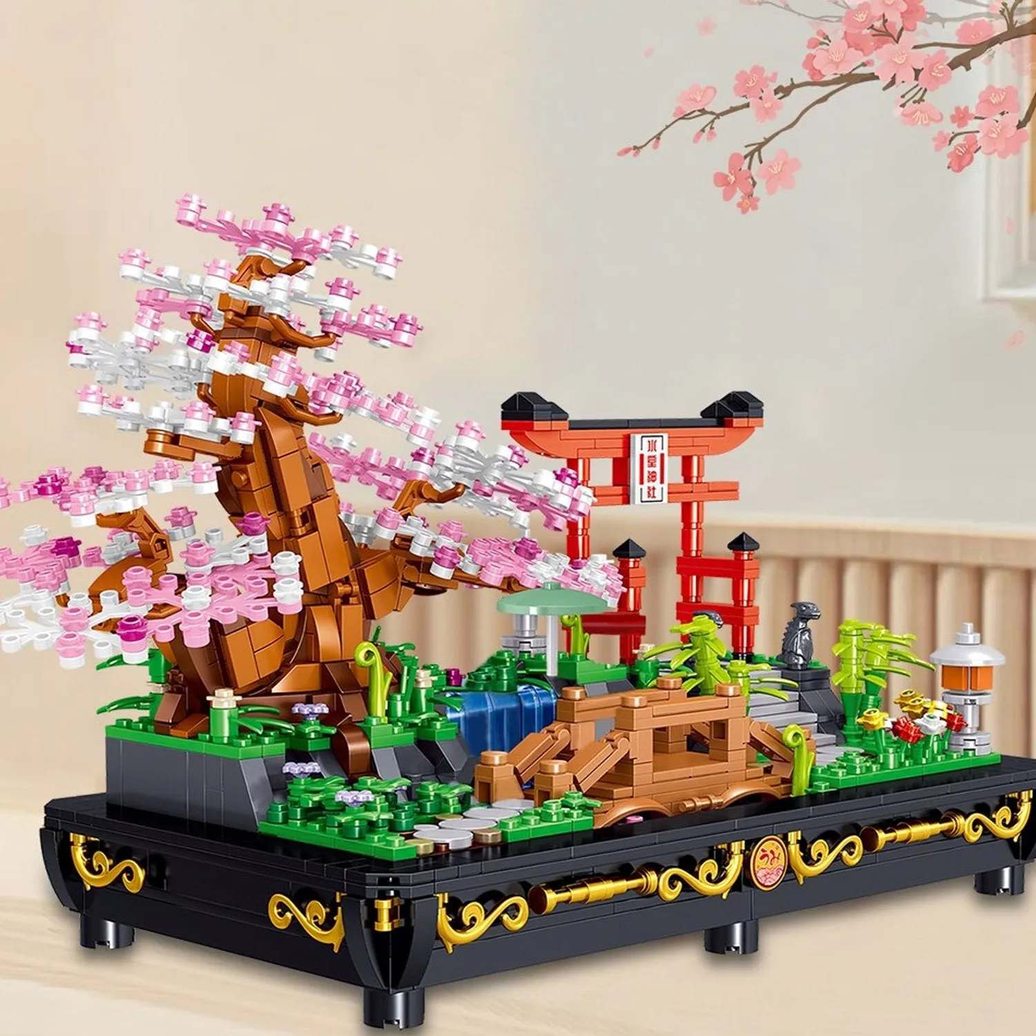 Bonsai Cherry Blossom Sakura Shrine A Nano Building Set