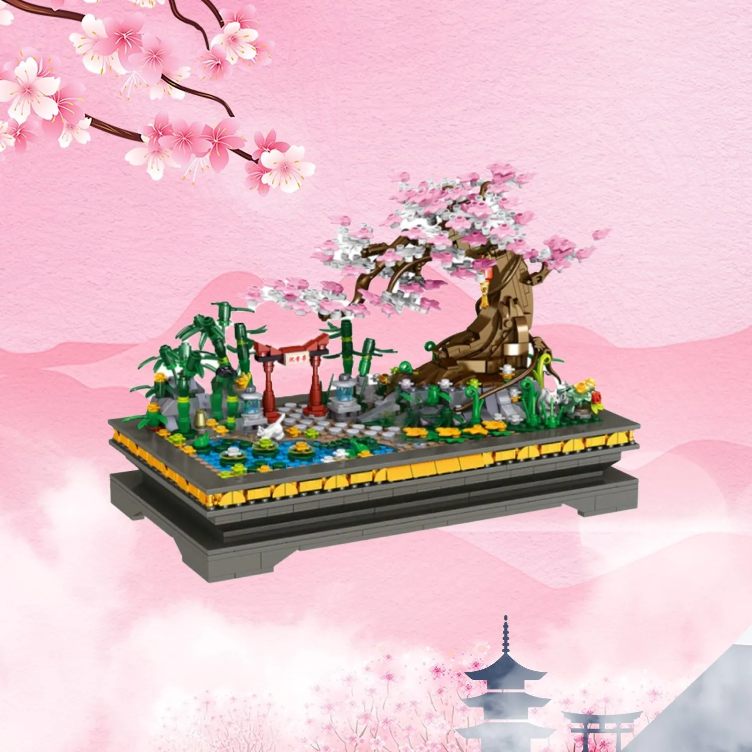 Bonsai Cherry Blossom Sakura Shrine A Nano Building Set