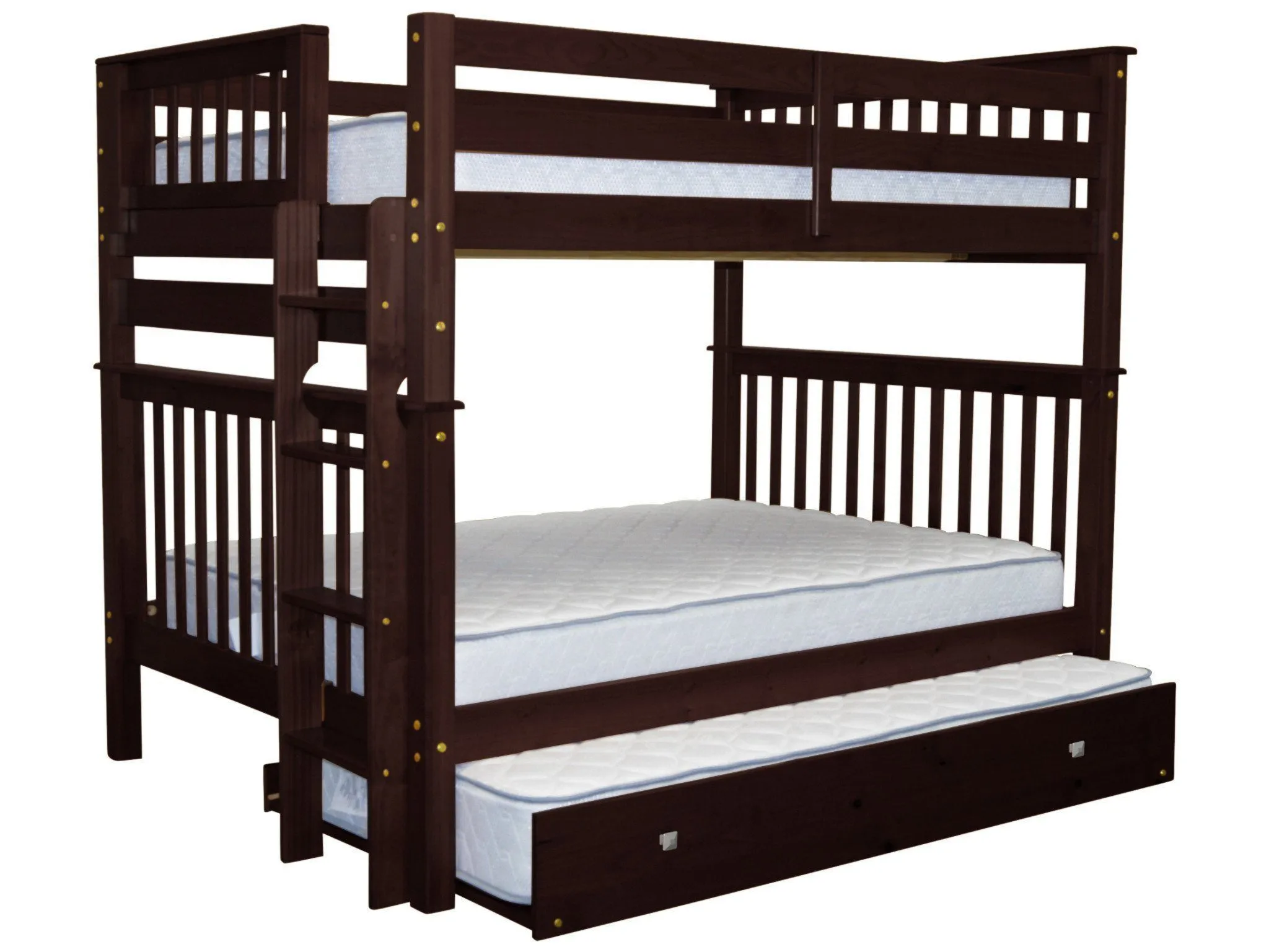 Bunk Beds Full over Full End Ladder Cappuccino   Trundle