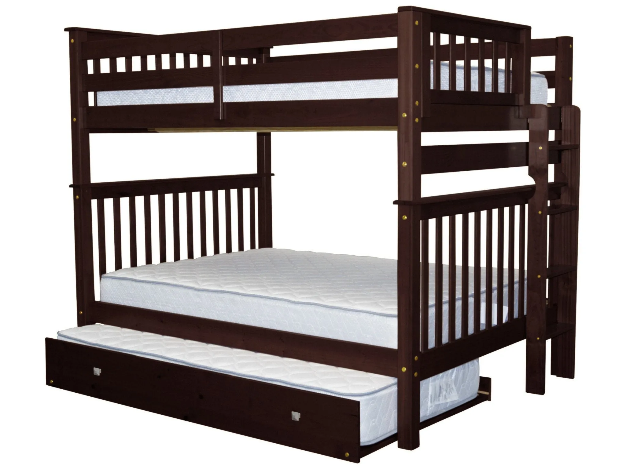 Bunk Beds Full over Full End Ladder Cappuccino   Trundle