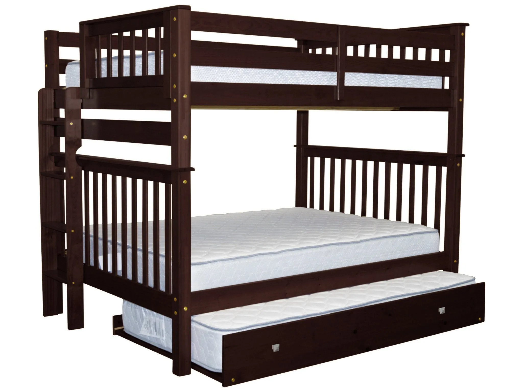 Bunk Beds Full over Full End Ladder Cappuccino   Trundle