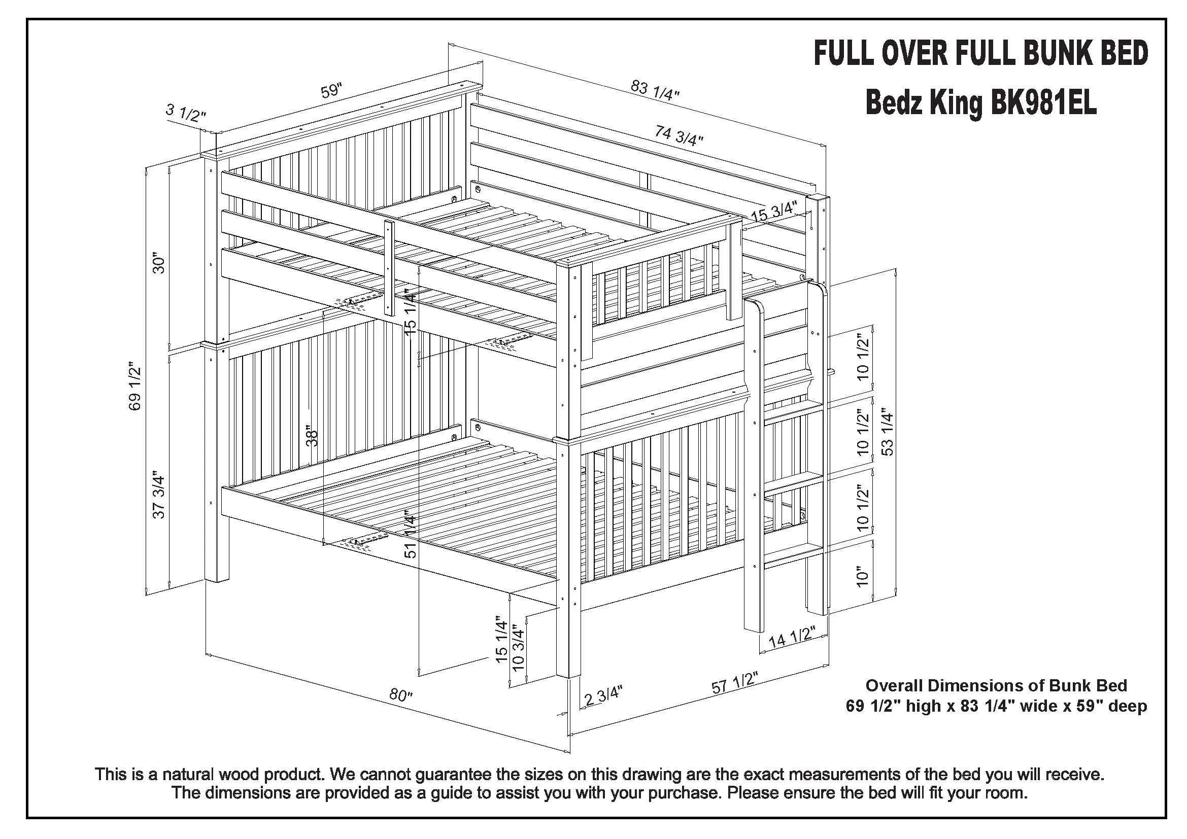 Bunk Beds Full over Full End Ladder Cappuccino   Trundle