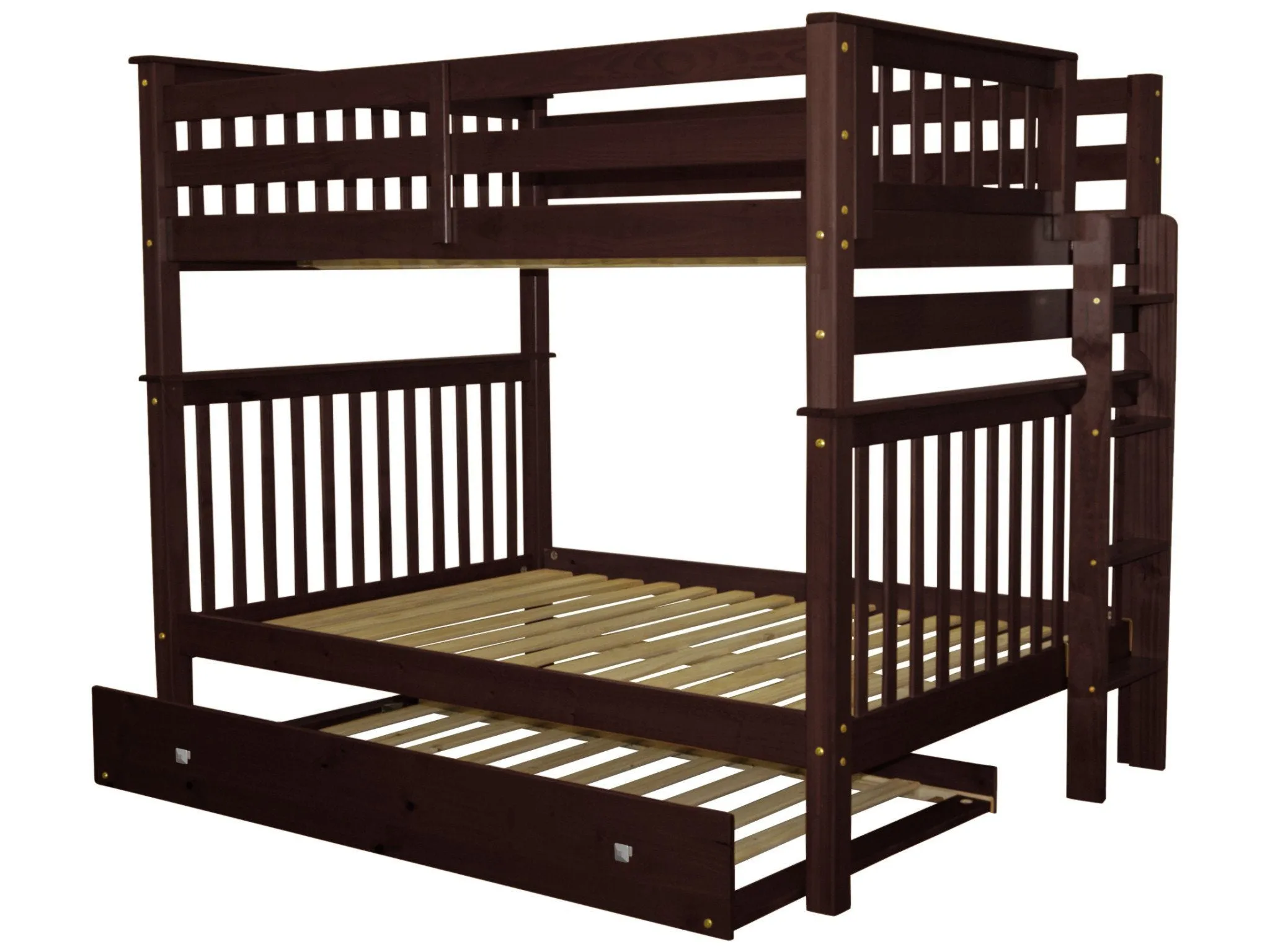 Bunk Beds Full over Full End Ladder Cappuccino   Trundle