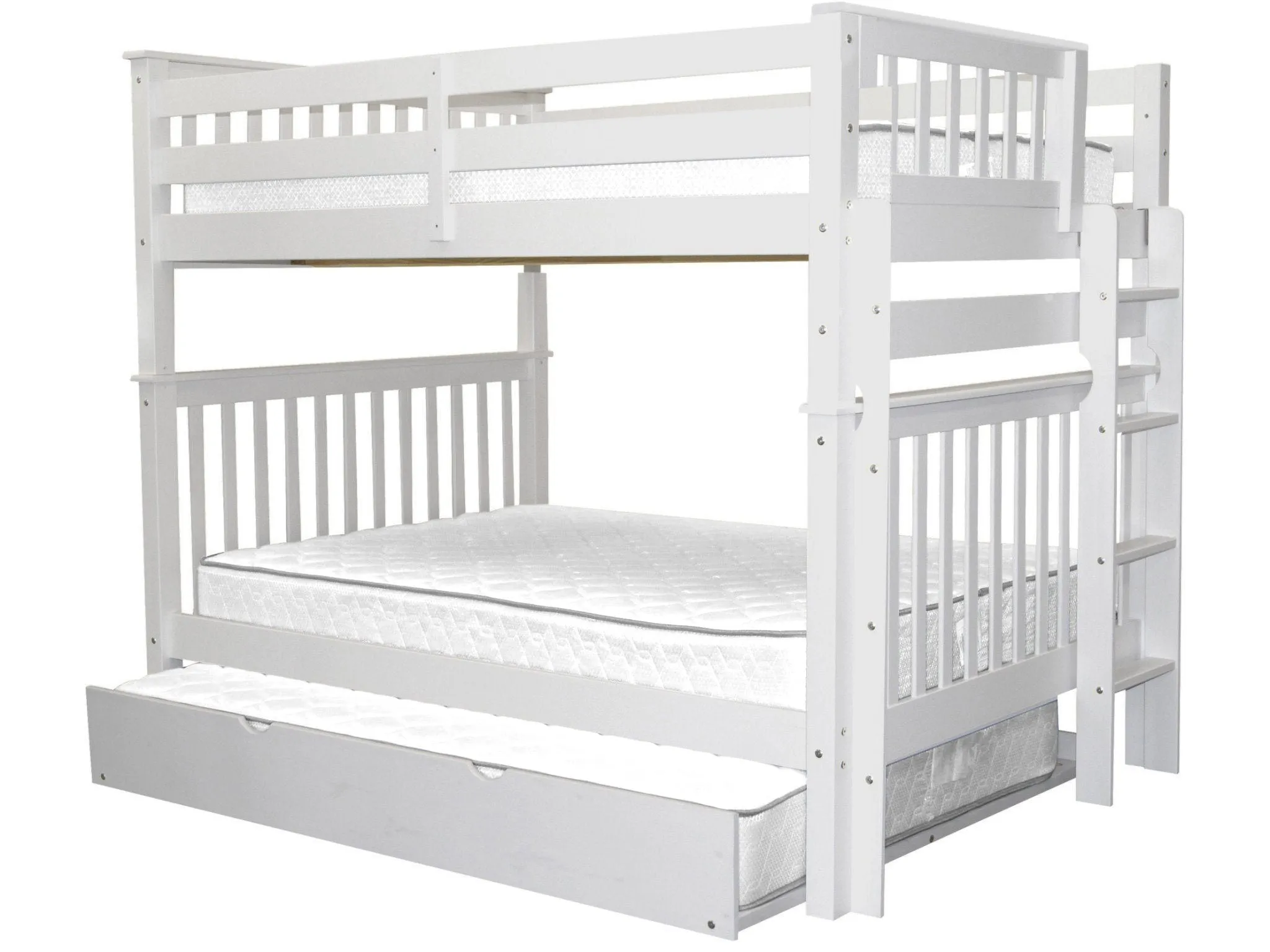 Bunk Beds Full over Full End Ladder White   Full Trundle