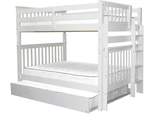 Bunk Beds Full over Full End Ladder White   Full Trundle