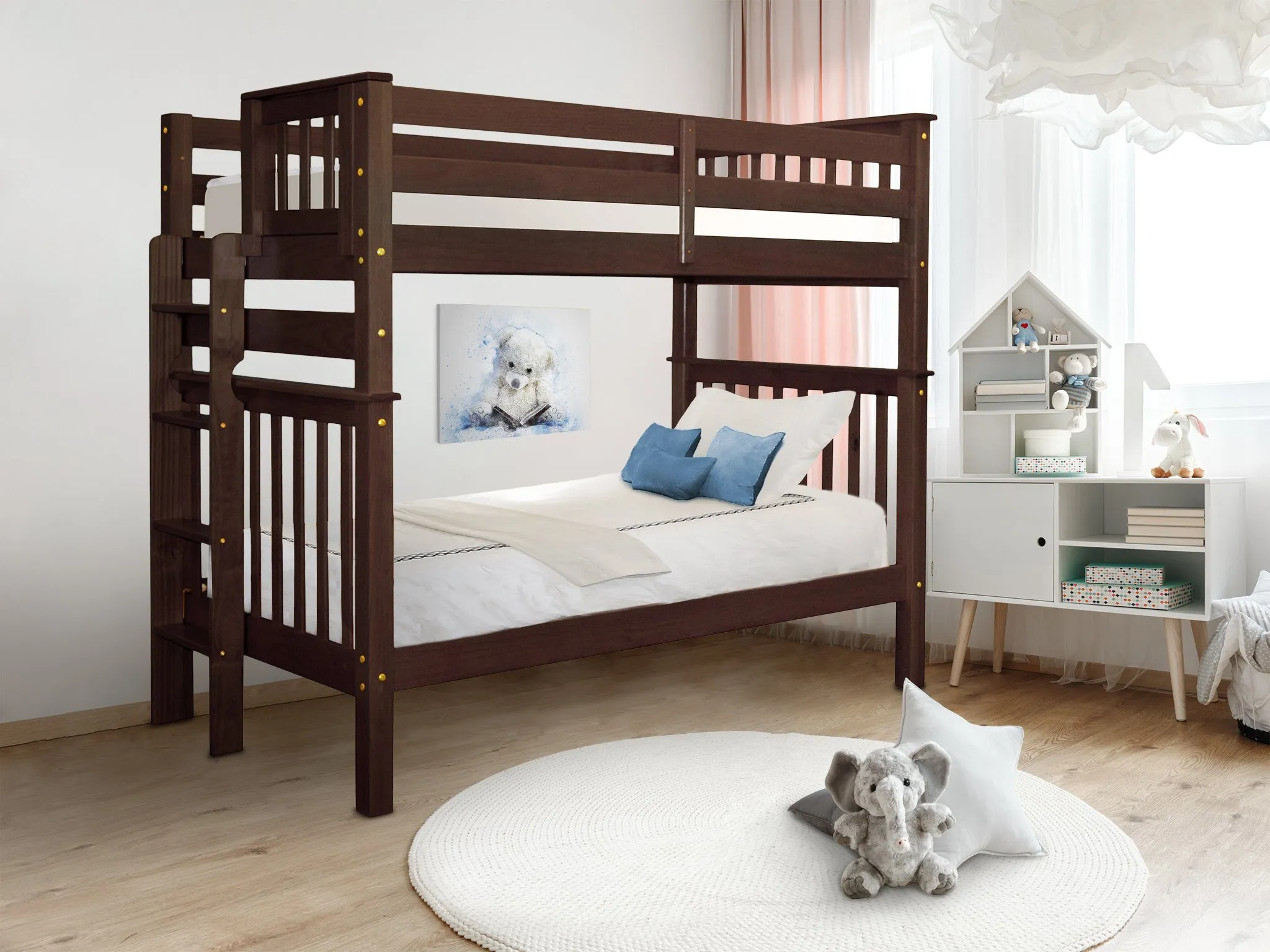 Bunk Beds Tall Twin over Twin End Ladder Cappuccino