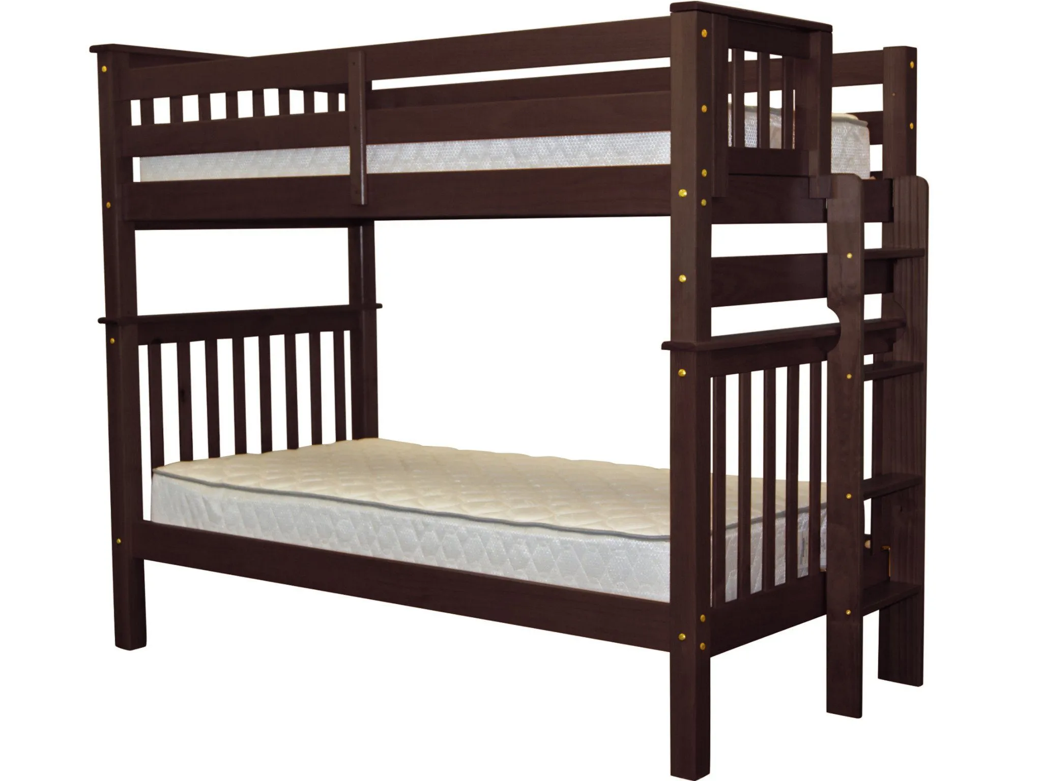 Bunk Beds Tall Twin over Twin End Ladder Cappuccino