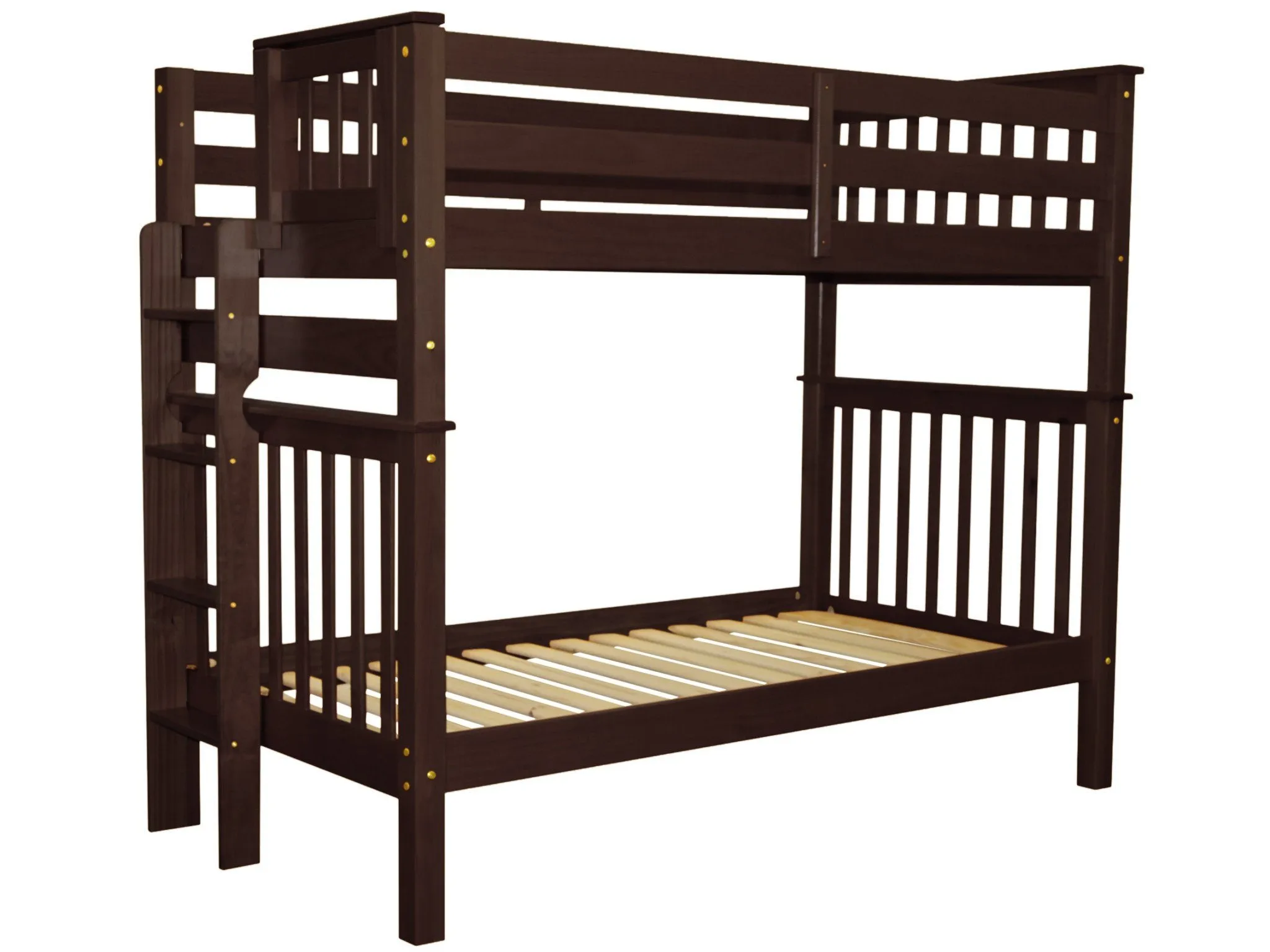 Bunk Beds Tall Twin over Twin End Ladder Cappuccino