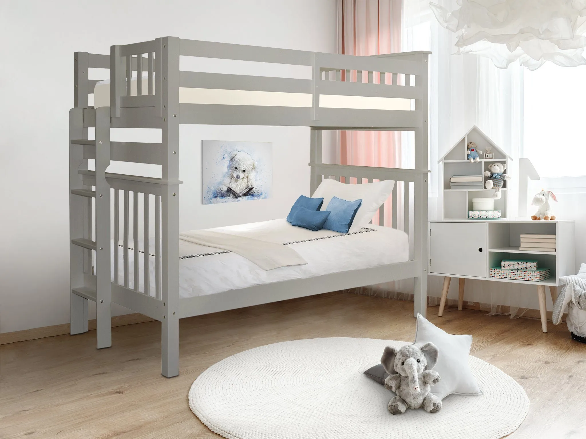 Bunk Beds Tall Twin over Twin End Ladder Gray