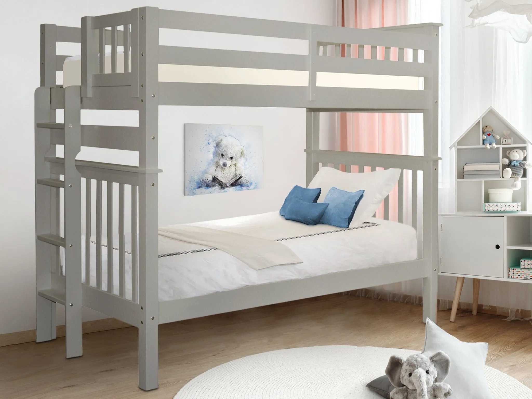 Bunk Beds Tall Twin over Twin End Ladder Gray