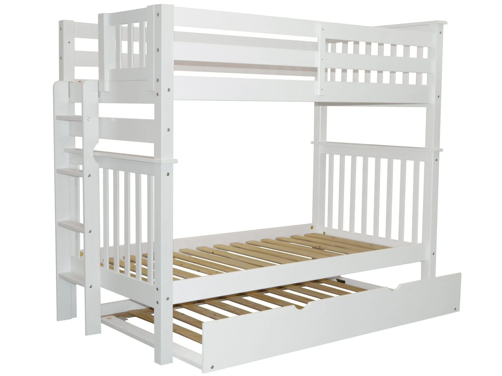 Bunk Beds Tall Twin over Twin End Ladder White   Trundle