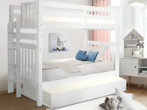 Bunk Beds Tall Twin over Twin End Ladder White   Trundle