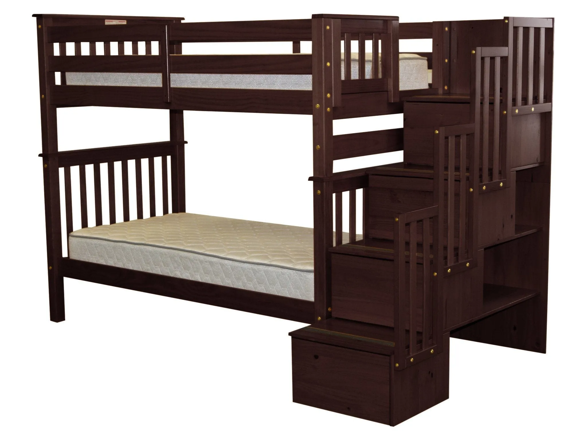 Bunk Beds Tall Twin over Twin Stairway Cappuccino