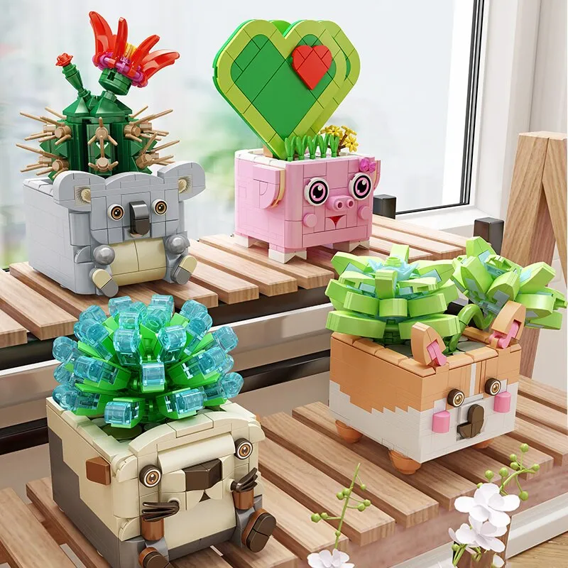 Cactus, Succulent, and Animal Planter Building Sets