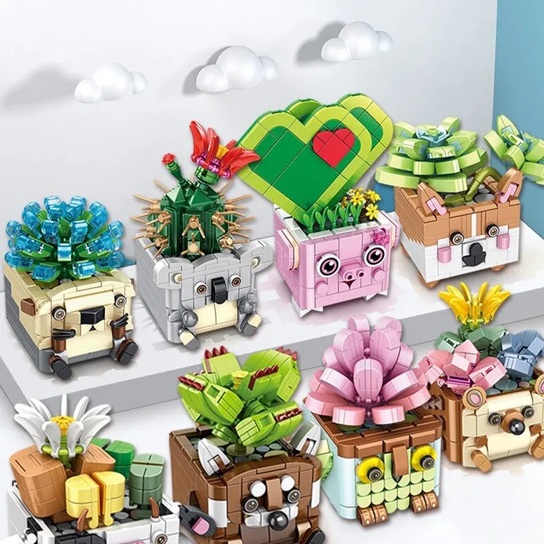 Cactus, Succulent, and Animal Planter Building Sets