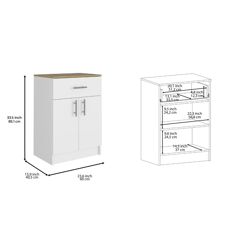 California 2 Piece Kitchen Set, Delos Kitchen Island   Barbados Pantry Cabinet , White /Light Oak