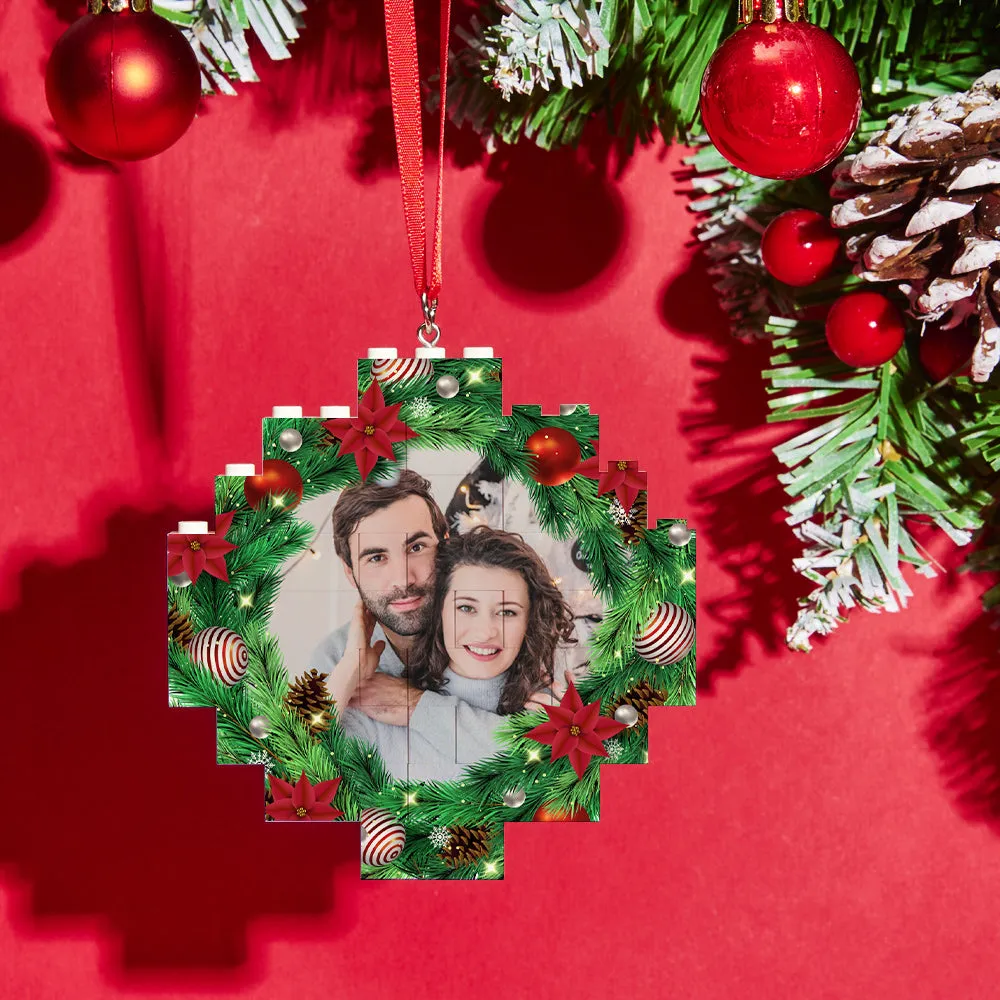 Christmas Ornament Mistletoe Custom Photo Block Personalised Building Brick