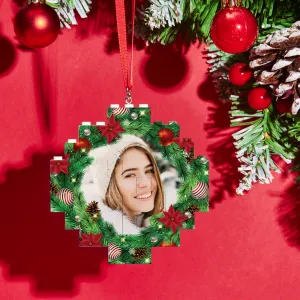 Christmas Ornament Mistletoe Custom Photo Block Personalised Building Brick