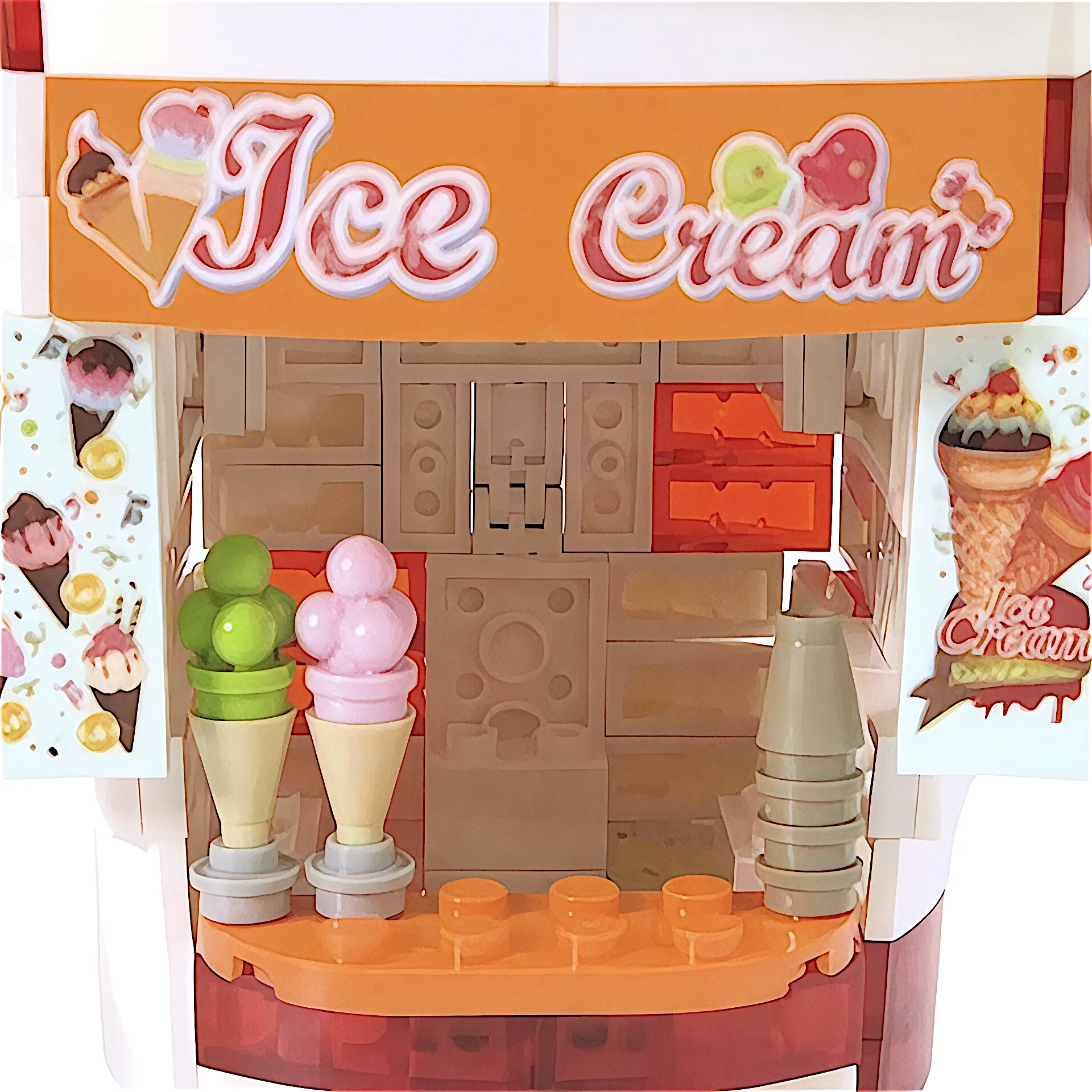 City Series Ice Cream Food Shop Stand Modular Building Blocks Toy Bricks Set | General Jim's Toys