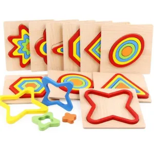 Colorful Wooden  Puzzle Shape Toys Kids Geometric Sorting Column Bricks Children Early Educational Shape Sorting Toy