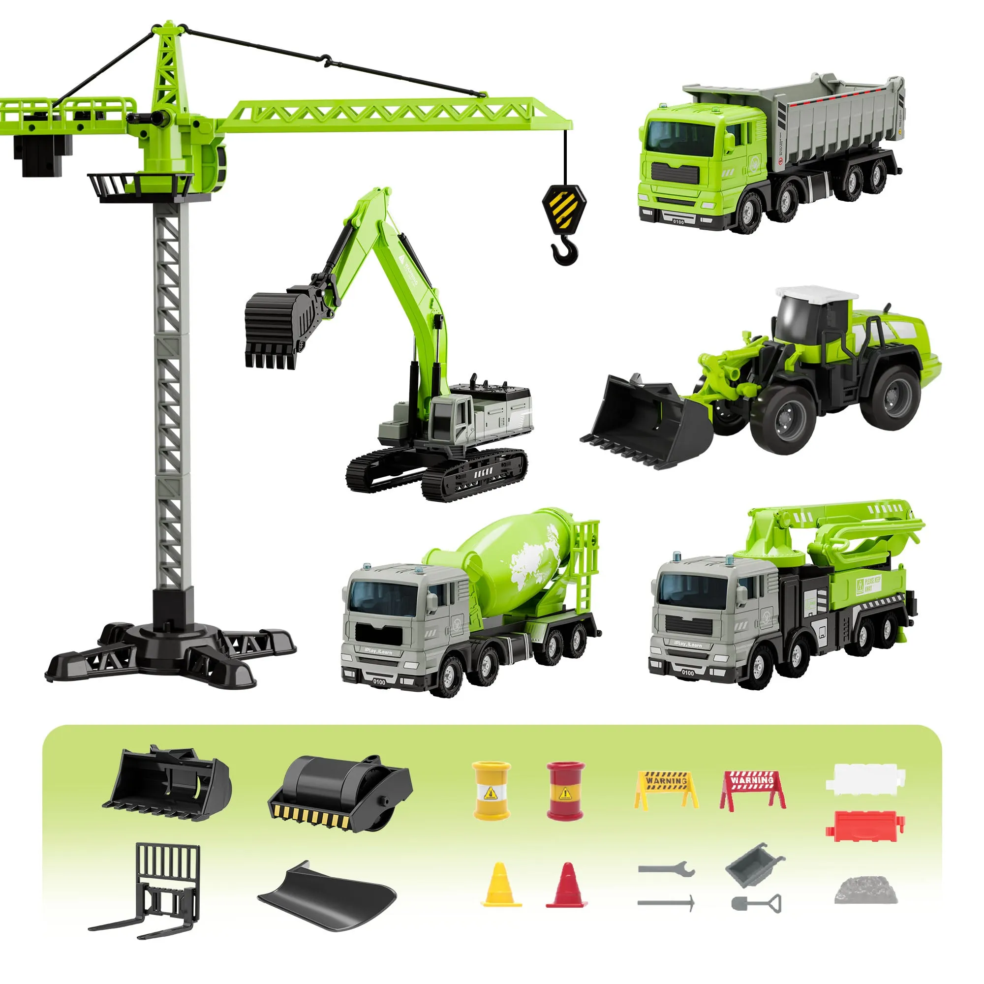 Construction Toys Truck for Boys 3-5, Kids Crane Excavator Digger Dump Tow Trucks Bulldozer Forklift Vehicles Set