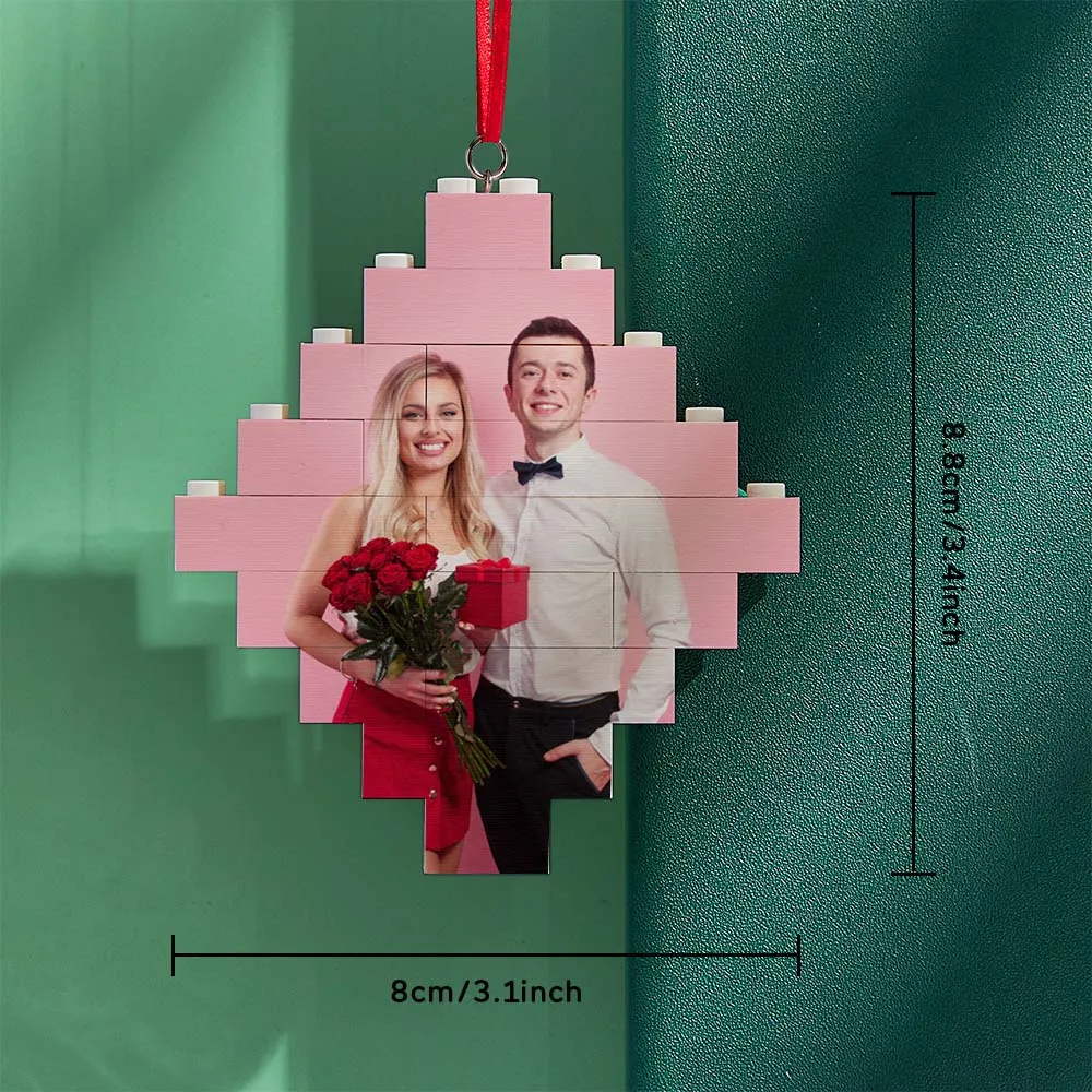 Custom Photo Block Building Bricks Lozenge Shape Christmas Ornament