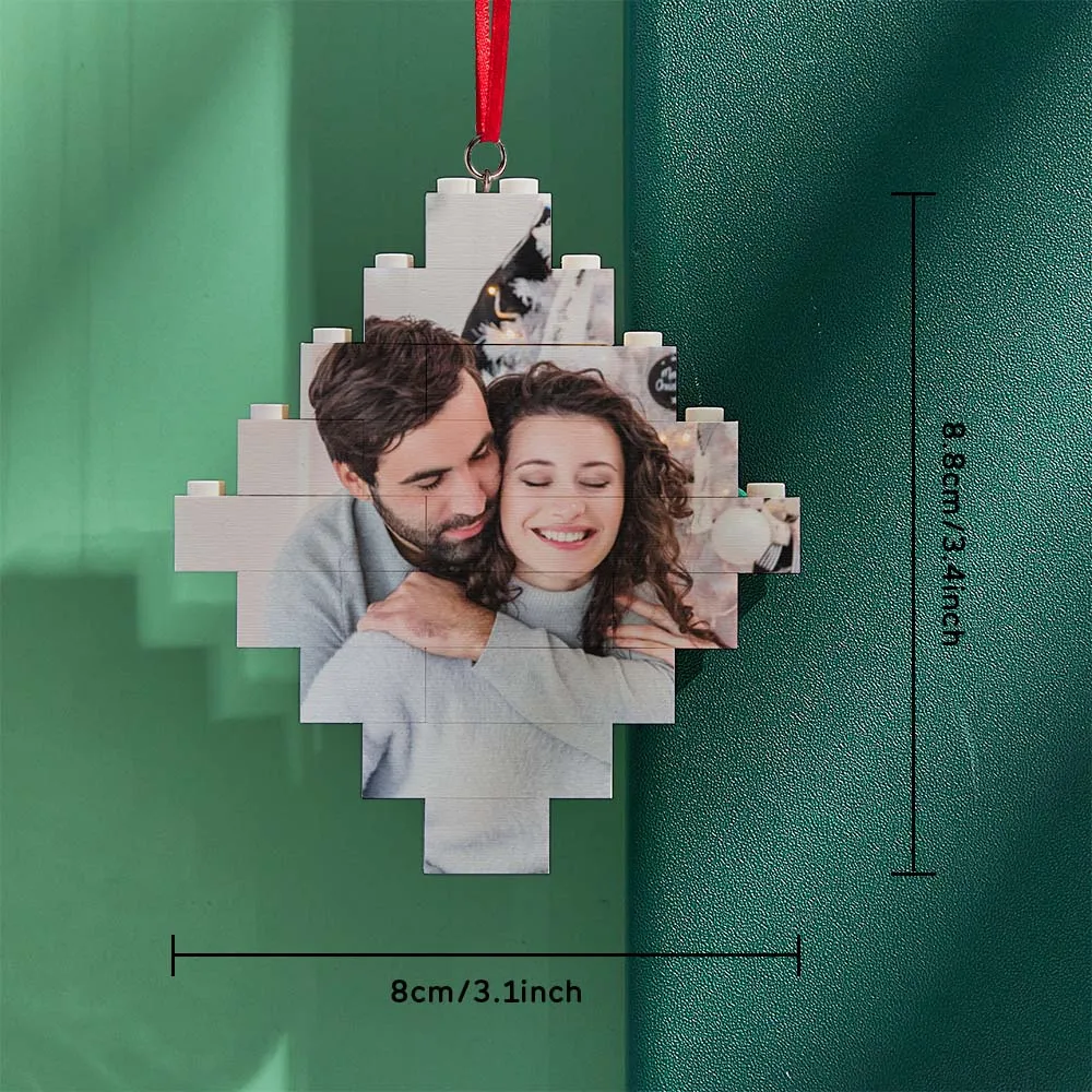 Custom Photo Block Building Bricks Lozenge Shape Christmas Ornament