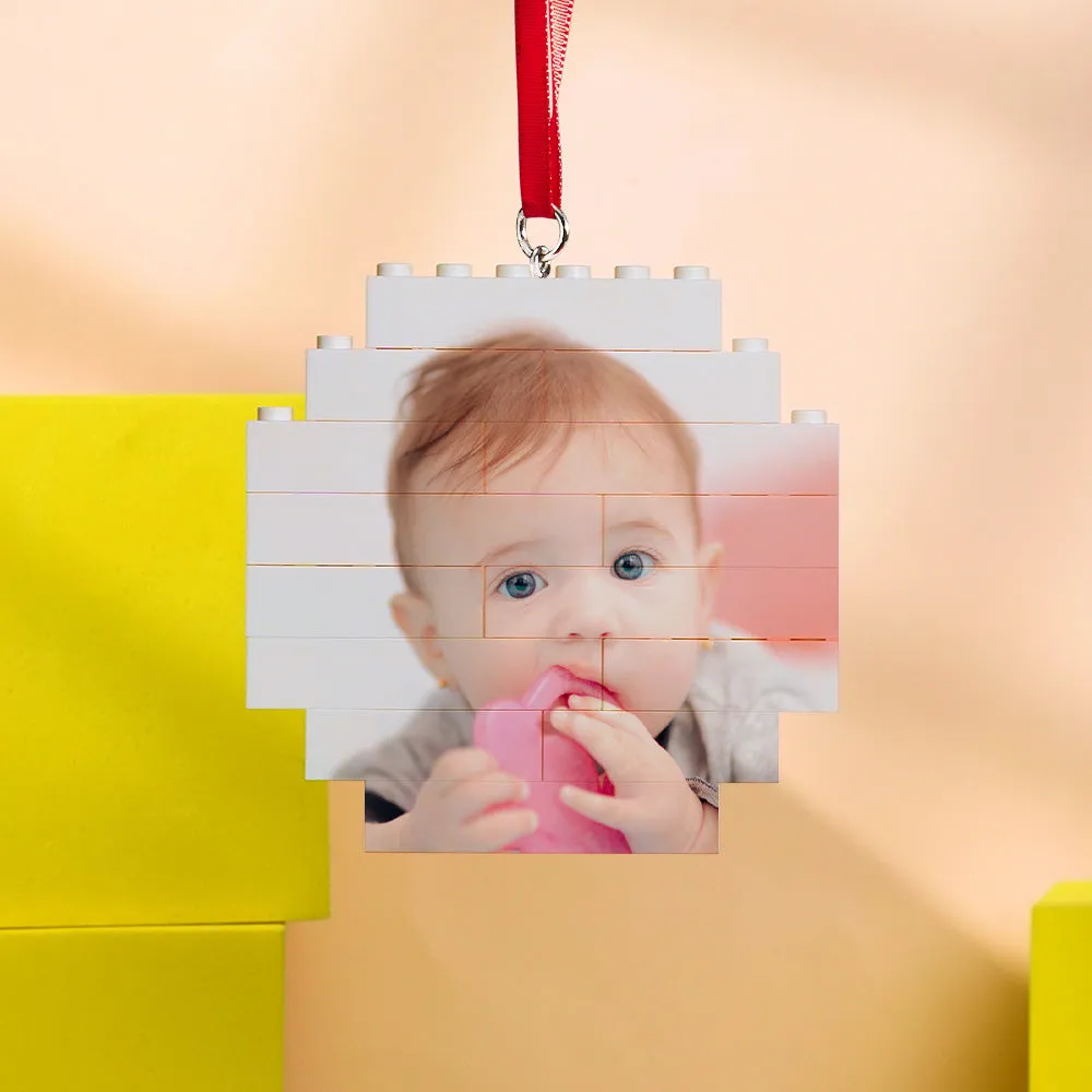 Custom Photo Block Building Bricks Octagon Shape Christmas Ornament