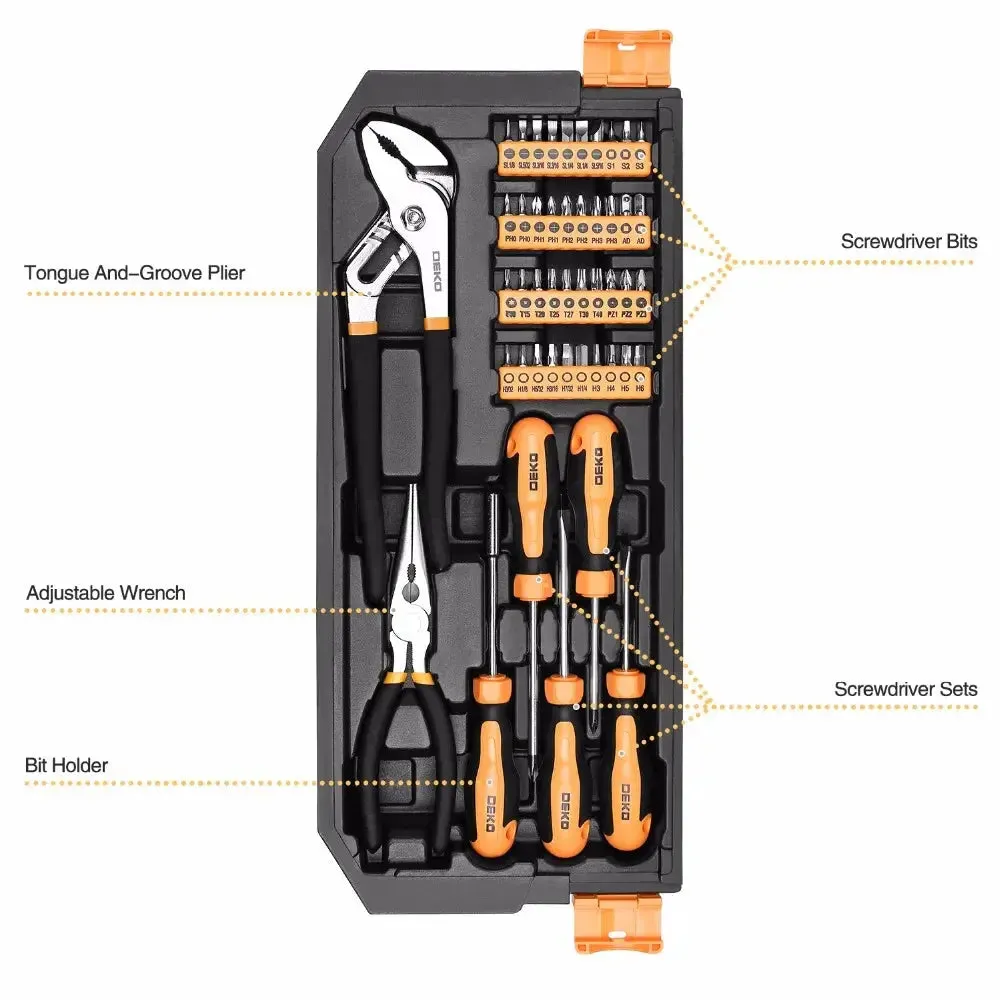 DEKO DKMT192 Professional Car Repair Tool Set Auto Ratchet Spanner Screwdriver Socket Mechanics Tools Kit W/ Blow-Molding Box