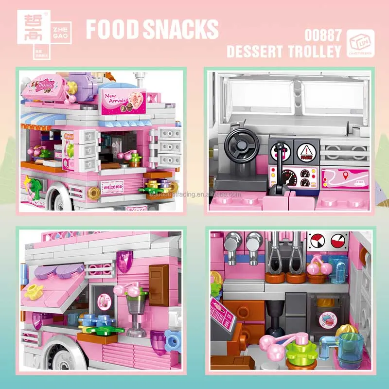 Dessert Trolley Building Block toys Minifigures Food Trucks Fun for All over 500 Pieces