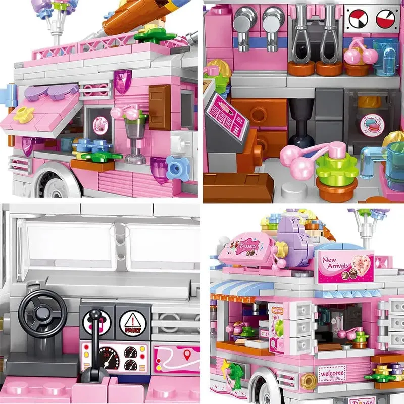 Dessert Trolley Building Block toys Minifigures Food Trucks Fun for All over 500 Pieces