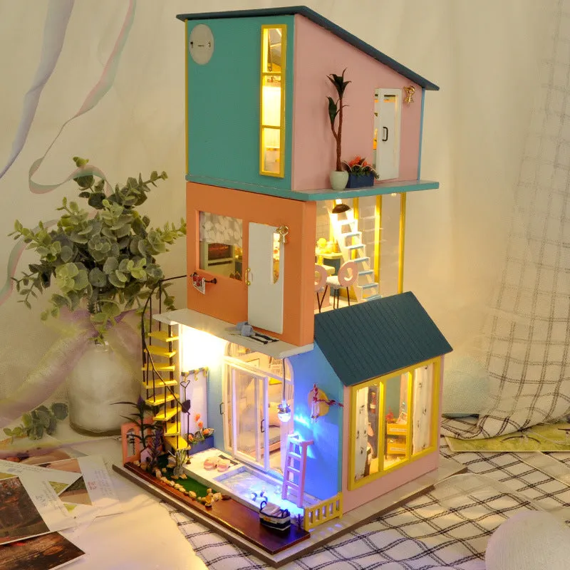 DIY Dollhouse Kit Wooden Building Model Creative Toy Birthday Gift