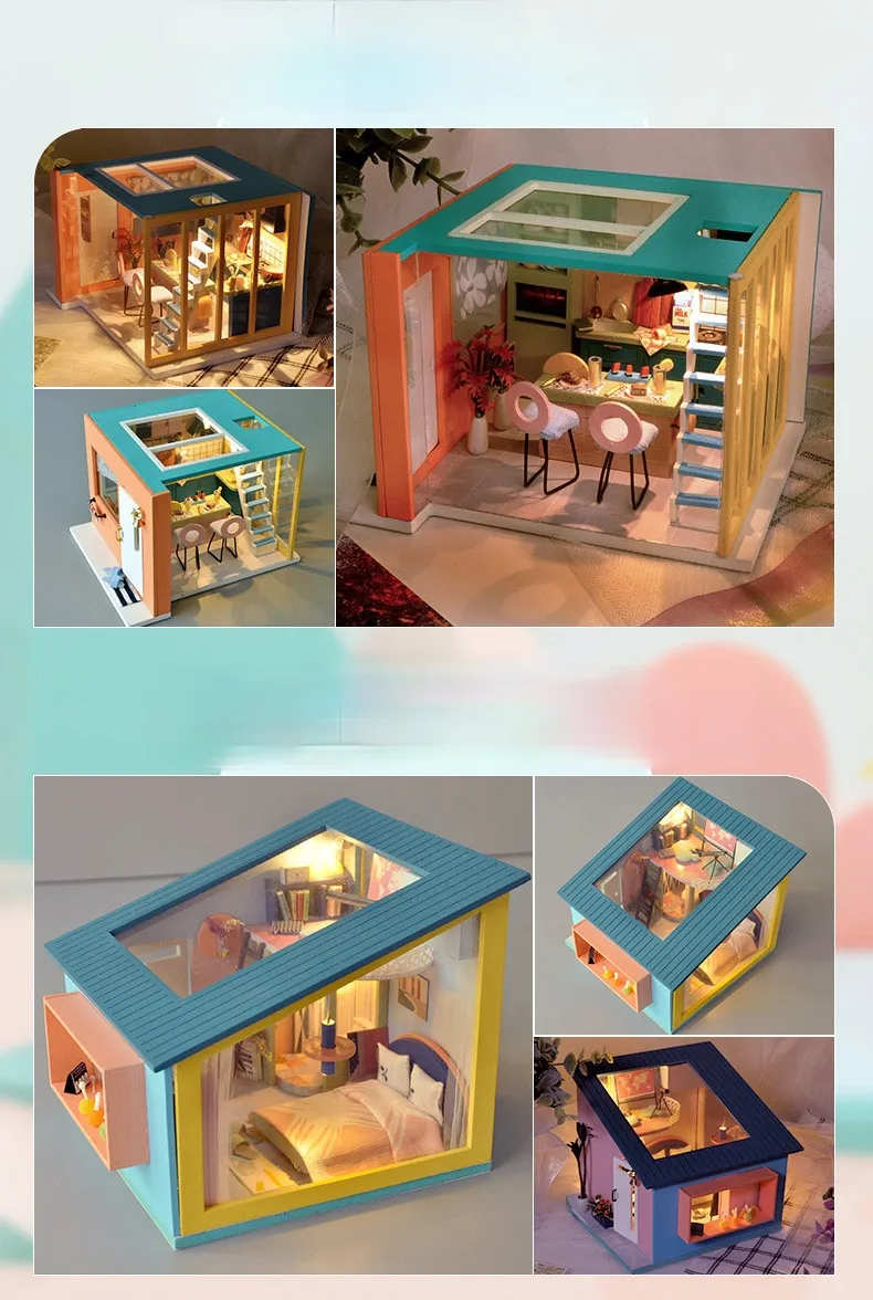 DIY Dollhouse Kit Wooden Building Model Creative Toy Birthday Gift